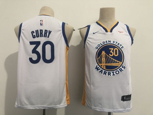 Youth NBA Golden State Warriors #30 Stephen Curry White Jersey