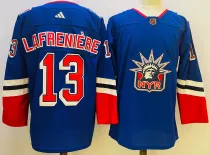 Men's New York Rangers #13 Lafreniere Blue 2022 Reverse Retro Jersey