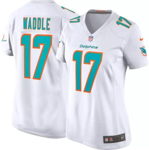 Women Miami Dolphins #17 Jaylen Waddle White Vapor Untouchable Limited Jersey