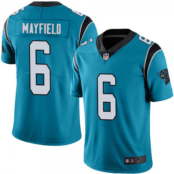 Men's Carolina Panthers #6 Baker Mayfield Blue Vapor Untouchable Limited Jersey