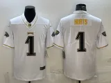 Men's Philadelphia Eagles #1 Hurts White Gold Limited Jersey