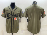 Men's Cleveland Browns Blank 2022 Olive Salute To Service Baseball Nike Jersey