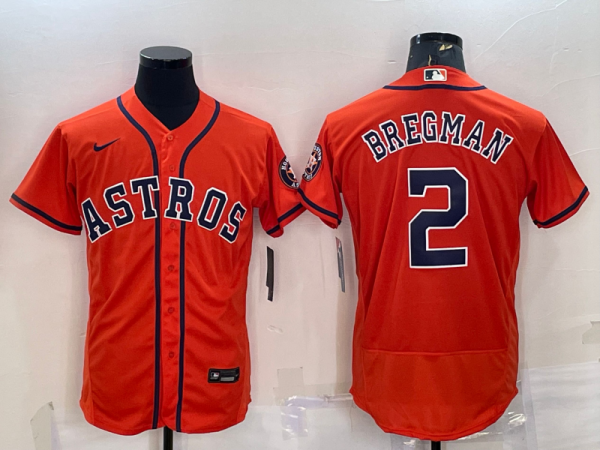 MLB Houston Astros #2 Alex Bregman Orange Flex Base Elite Jersey