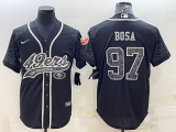 Men's San Francisco 49ers #97 Nick Bosa Black Reflective With Patch Baseball Jersey