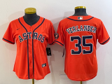 Women MLB Houston Astros #35 Justin Verlander Orange Game Nike Jersey