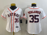 Women MLB Houston Astros #35 Justin Verlander White Game Nike Jersey