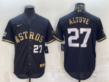 Men's Houston Astros #27 Jose Altuve Black Gold 2022 World Series Jersey