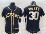 MLB Houston Astros #30 Kyle Tucker Black Gold Flex Base Elite Jersey