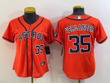 Women MLB Houston Astros #35 Justin Verlander Orange Game Nike Jersey