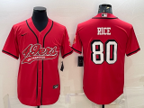 Men's San Francisco 49ers #80 Jerry Rice Red Baseball Nike Jersey