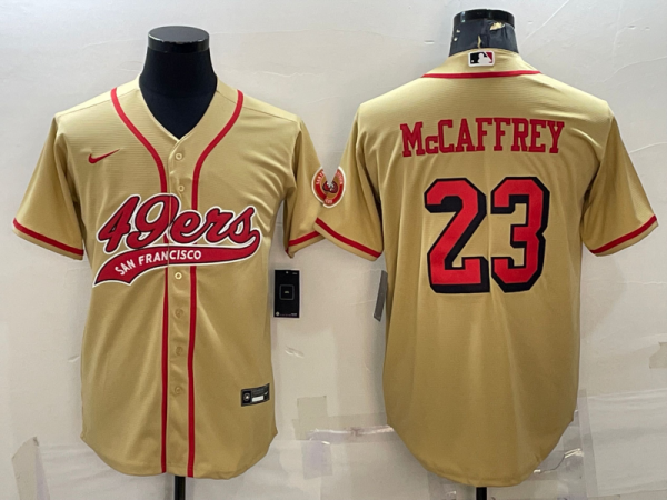 Men's San Francisco 49ers #23 Christian McCaffrey Gold Baseball Nike Jersey