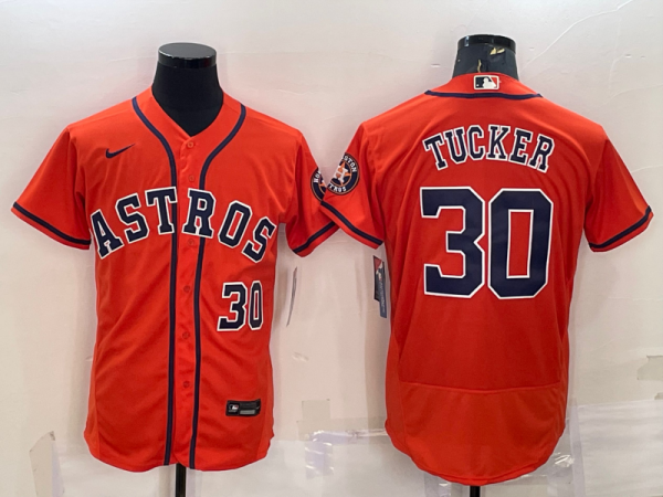 MLB Houston Astros #30 Kyle Tucker Orange Flex Base Elite Jersey