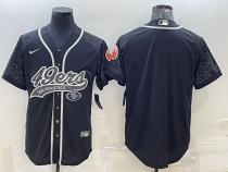 Men's San Francisco 49ers Blank Black Reflective With Patch Baseball Jersey