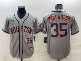 MLB Houston Astros #35 Justin Verlander Grey With Patch Game Nike Jersey