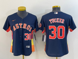 Women MLB Houston Astros #30 Kyle Tucker Navy Game Nike Jersey