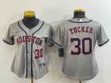 Women MLB Houston Astros #30 Kyle Tucker Grey Game Nike Jersey