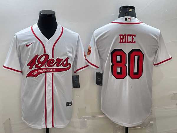 Men's San Francisco 49ers #80 Jerry Rice White Baseball Nike Jersey