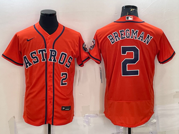 MLB Houston Astros #2 Alex Bregman Orange Flex Base Elite Jersey