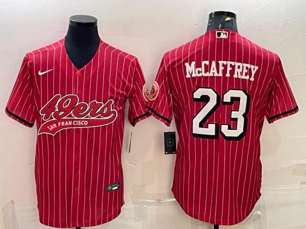 Men's San Francisco 49ers #23 Christian McCaffrey Red Baseball Nike Jersey