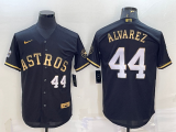 Men's Houston Astros #44 Yordan Alvarez Black Gold 2022 World Series Jersey