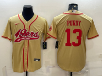 Men's San Francisco 49ers #13 Brock Purdy Gold Baseball Nike Jersey