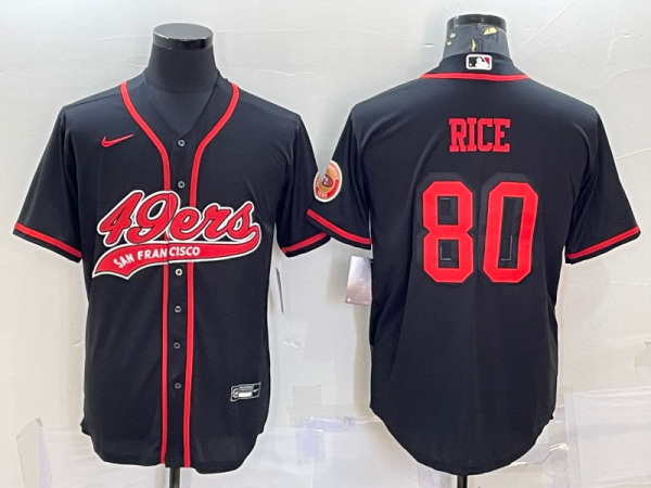 Men's San Francisco 49ers #80 Jerry Rice Black Baseball Nike Jersey