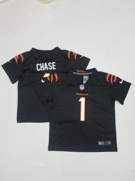 Cincinnati Bengals #1 Ja'Marr Chase Black Vapor Untouchable Limited Toddlers Jersey