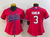 Women Buffalo Bills #3 Damar Hamlin Red Baseball Nike Jersey