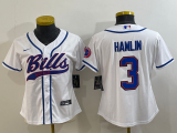 Women Buffalo Bills #3 Damar Hamlin White Baseball Nike Jersey