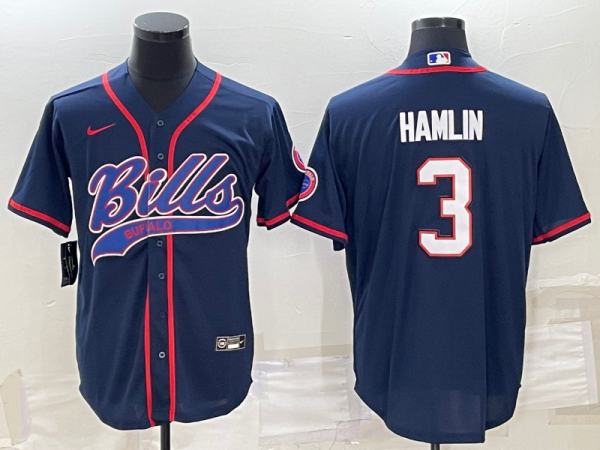 Men's Buffalo Bills #3 Damar Hamlin Blue Baseball Nike Jersey