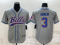 Men's Buffalo Bills #3 Damar Hamlin Grey Baseball Nike Jersey