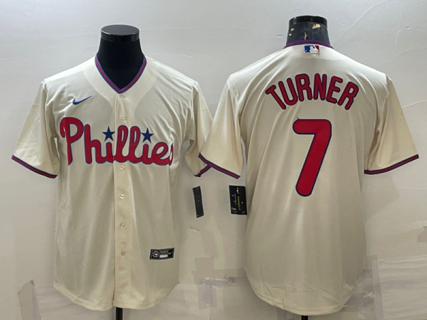 MLB Philadelphia Phillies #7 Turner Cream Game Jersey