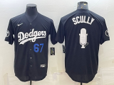 MLB Los Angeles Dodgers #67 Vin Scully Black Big Logo With Vin Scully Patch Jersey
