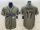 Men's Miami Dolphins #17 Waddle 2022 Olive Salute To Service Baseball Nike Jersey