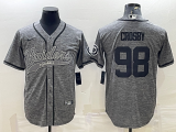 Men's Las Vegas Raiders #98 Maxx Crosby Gray With Patch Baseball Jersey