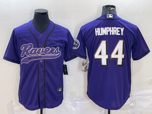 Men's Baltimore Ravens #44 Humphrey Purple Baseball Nike Jersey