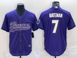 Men's Baltimore Ravens #7 Bateman Purple Baseball Nike Jersey