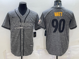 Men's Pittsburgh Steelers #90 T.J. Watt Grey Baseball Nike Jersey