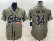 Men's Chicago Bears #34 Walter Payton 2022 Olive Salute To Service Baseball Nike Jersey