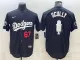 MLB Los Angeles Dodgers #67 Vin Scully Black Big Logo With Vin Scully Patch Jersey