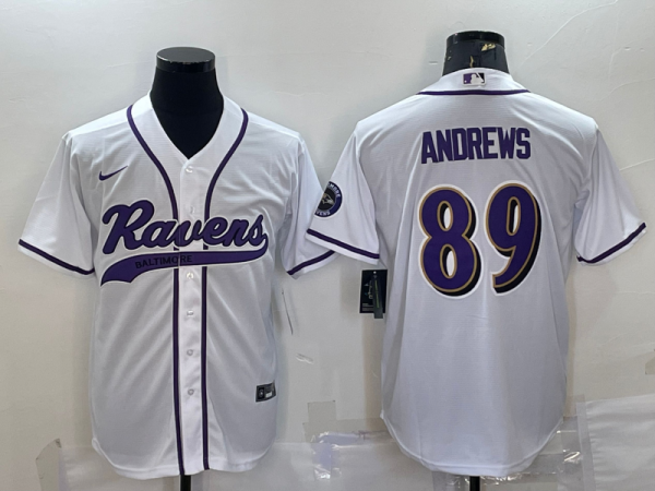 Men's Baltimore Ravens #89 Anderws White Baseball Nike Jersey