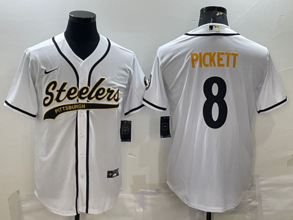 Men's Pittsburgh Steelers #8 Kenny Pickett  White Baseball Nike Jersey