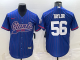 Men's New York Giants #56 Lawrence Taylor Barkley Blue Baseball Nike Jersey