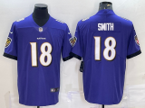 Men's Baltimore Ravens #18 Smith Purple Vapor Untouchable Limited Jersey