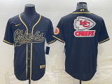 Men's Kansas City Chiefs Black/Gold Team Big Logo With Patch Baseball Nike Jersey