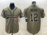 Men's Tampa Bay Buccaneers #12 Tom Brady 2022 Olive Salute To Service Baseball Nike Jersey