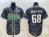 Men's Philadelphia Eagles #68 Jordan Mailata Gray Camo With Super Bowl LVII Patch Limited Jersey