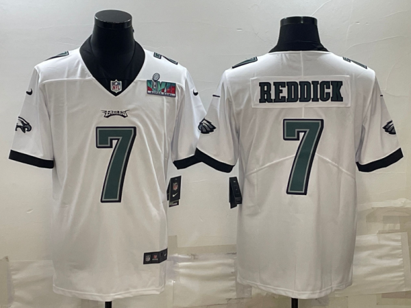 Men's Philadelphia Eagles #7 Haason Reddick White Super Bowl LVII Patch Vapor Untouchable Limited Jersey