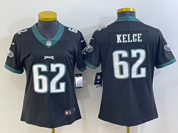 Women Philadelphia Eagles #62 Jason Kelce Black Vapor Untouchable Limited Jersey