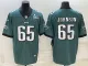 Men's Philadelphia Eagles #65 Lane Johnson Green Super Bowl LVII Patch Vapor Untouchable Limited Jersey